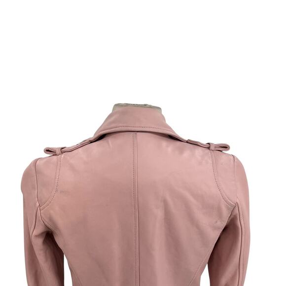 Dylan Gray Leather Moto Jacket Blush Pink Zip Front Size XS - Picture 11 of 16